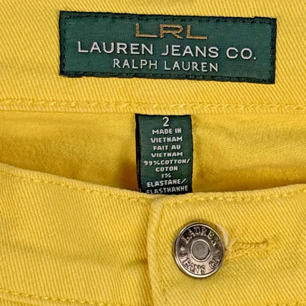 LRL Lauren Jeans Co Ralph Lauren Classic Straight Cropped Jean Sz 2 Yellow Denim